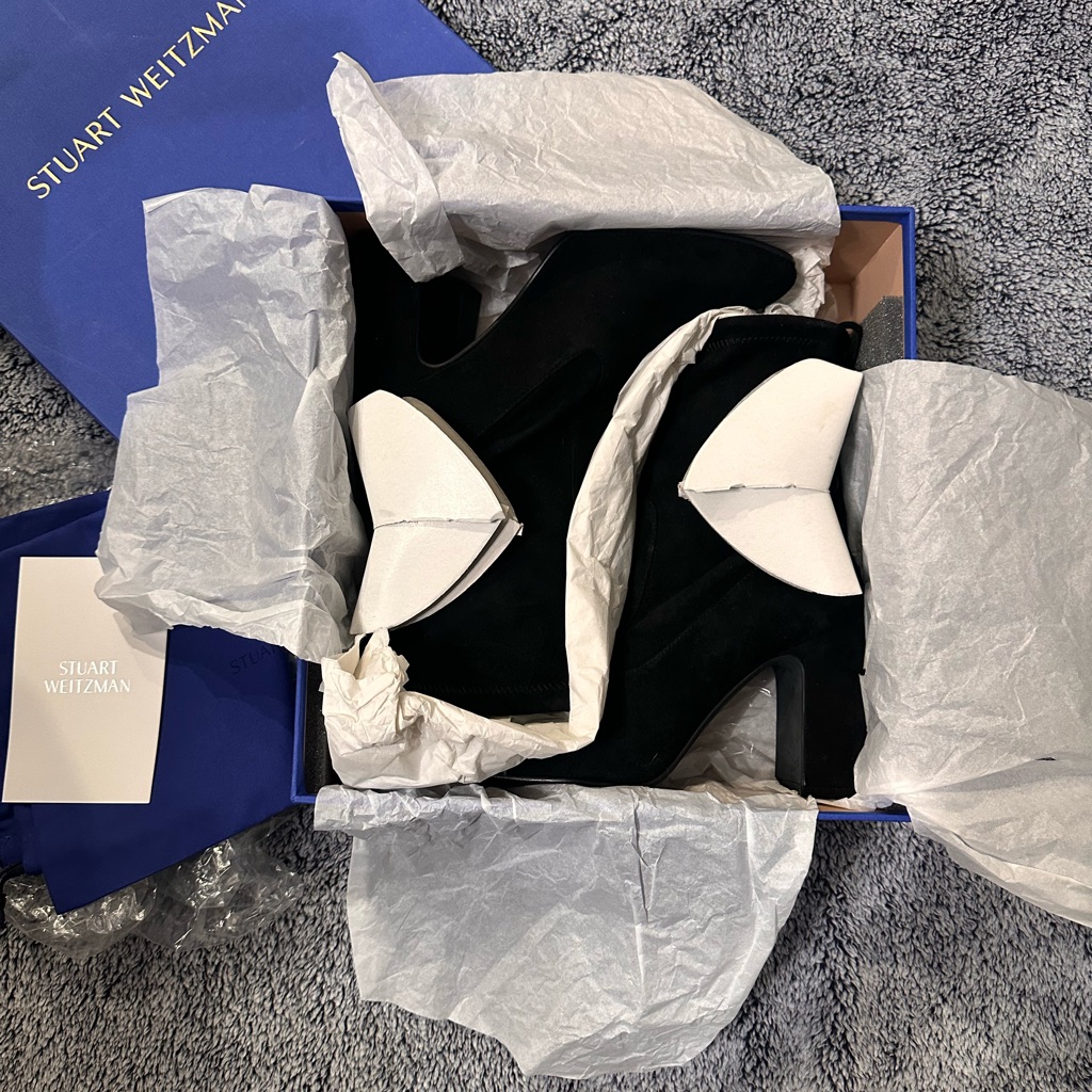 Stuart Weitzman Benita Suede Black Ankle Boots